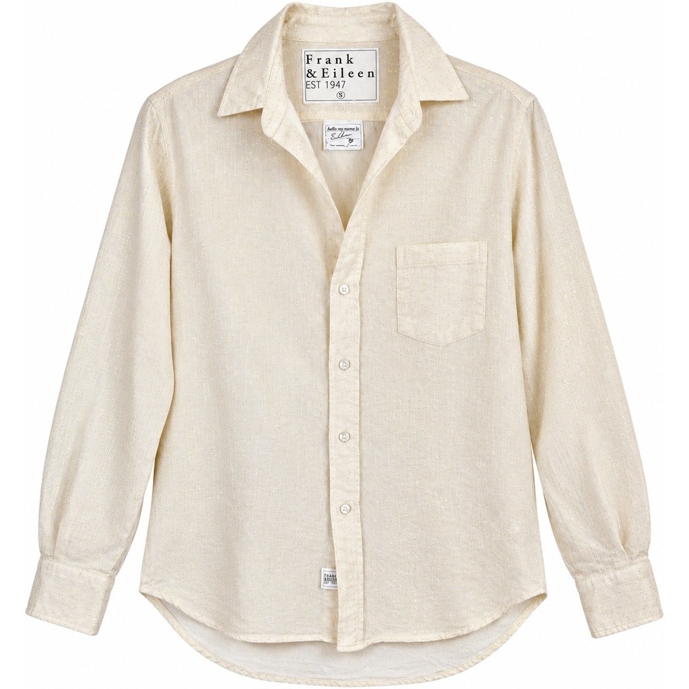Frank & Eileen Eileen XS Cream Gold Metallic Glitter Button Down Shirt